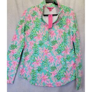 Lilly Pulitzer Small UPF 50+ Skipper Popover Jacket Surf Blue So Shellegant NWT!